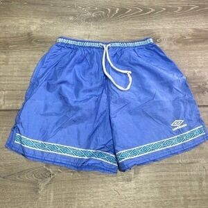Vintage Umbro Shorts Mens XL Blue Nylon Elastic Waist Drawstring Soccer 90s